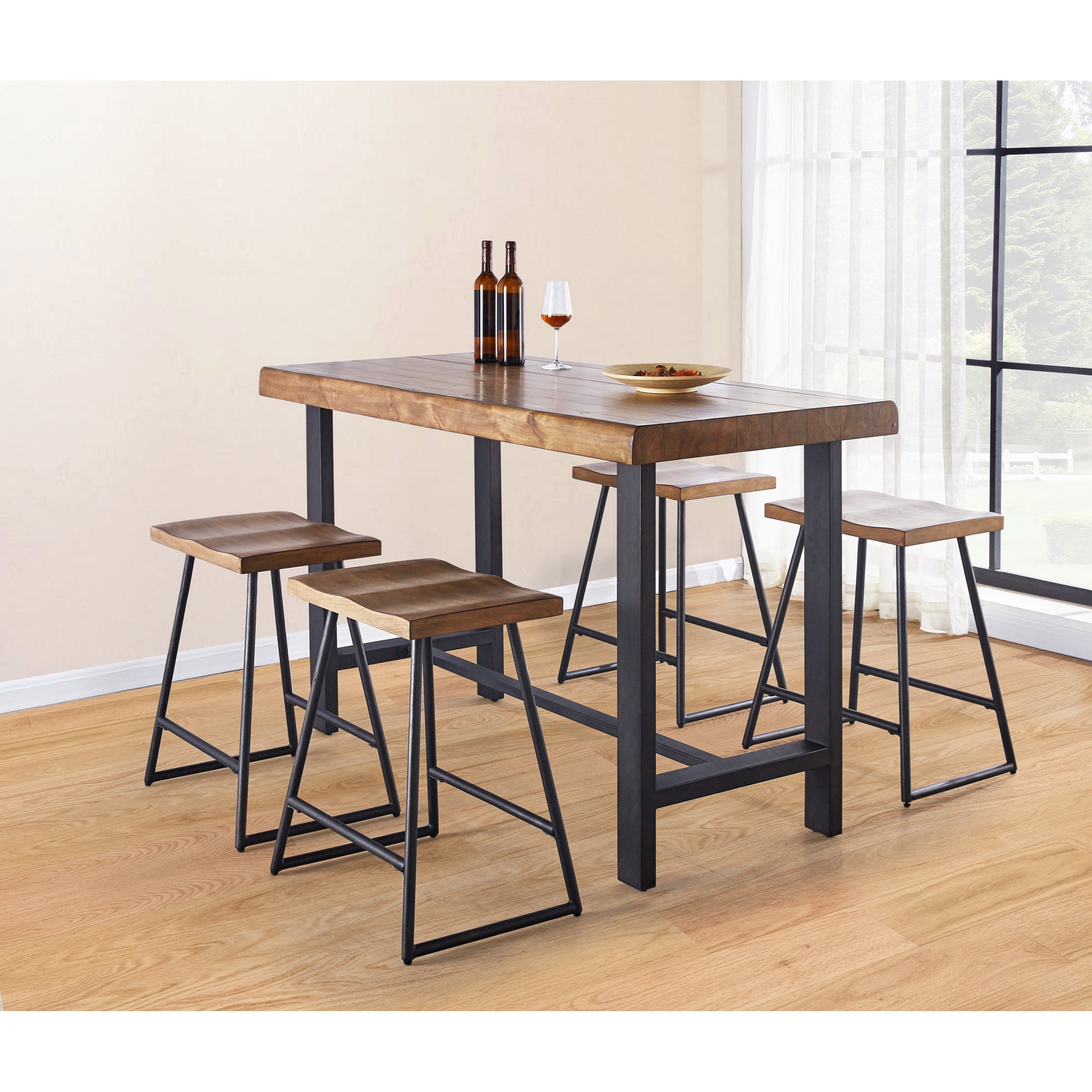 Steve Silver Landon LD600PT Contemporary Counter Height Table with Iron Base Wayside Furniture Mattress Pub Tables